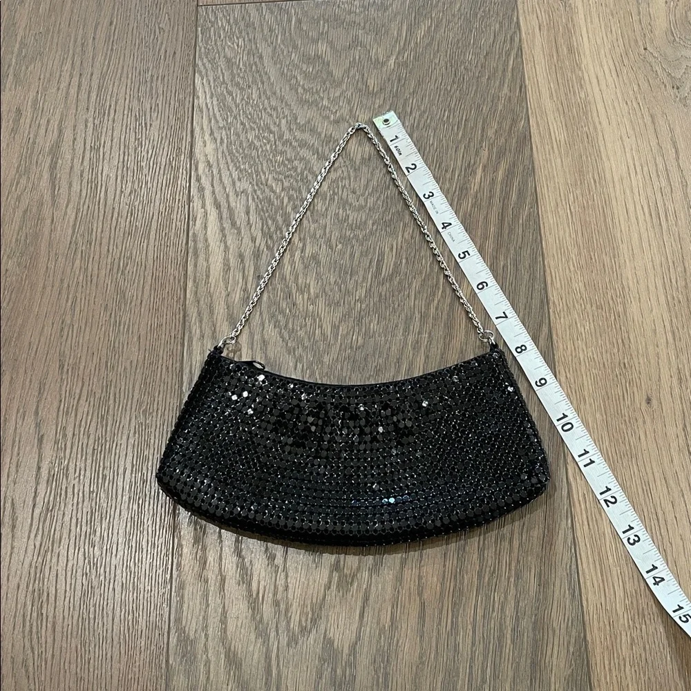 Y2K Vintage Black Metal Mesh Evening Bag Purse Clutch with Silver Chain